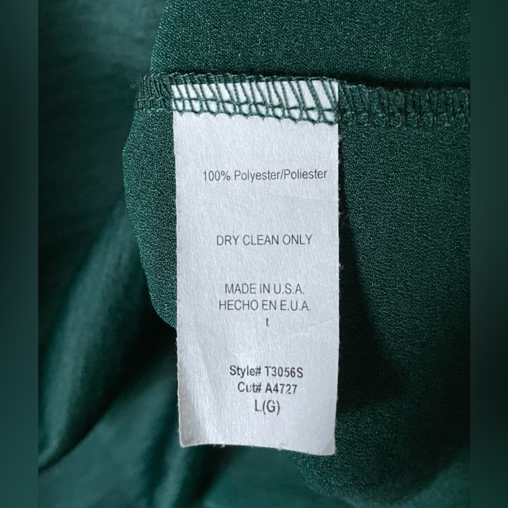 Dark Green Silky Style Look Puff Sleeve Blouse - Picture 7 of 7